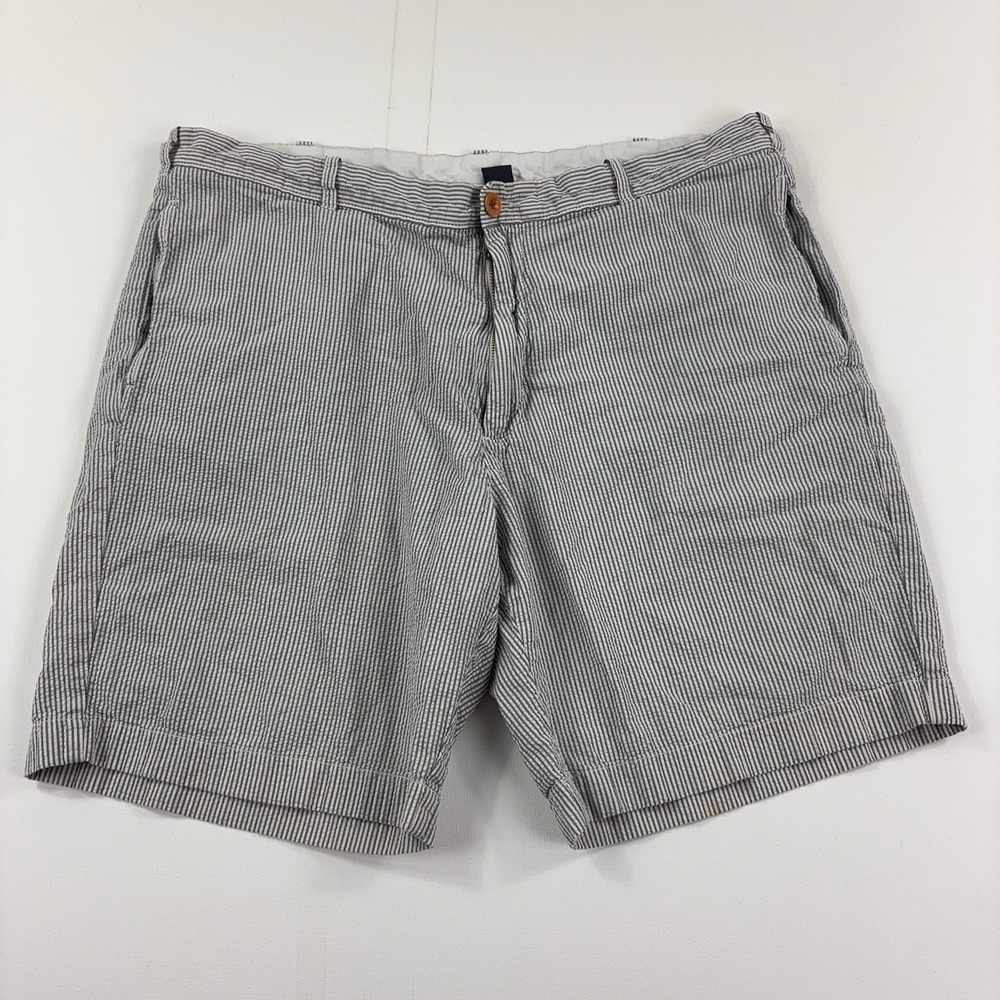 J. Crew Shorts Mens 38 Blue Striped Cotton Chino 9 Inseam Seersucker
